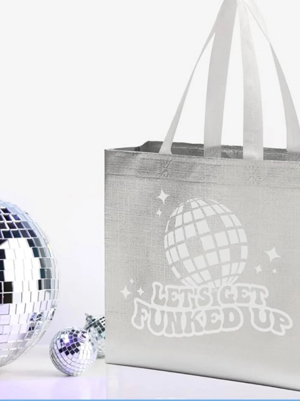Last Disco Bachelorette Party Gift Bags Set of 7 Iridescent “Let’s Get Funked Up